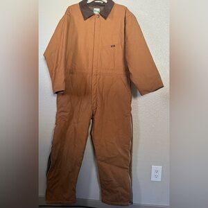 Vtg. Key Insulated Overalls M Sz. LS Brown Duck Canvas Chore Coveralls Cotton